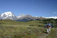 On the trail, Horns in background