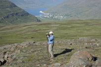 Mark, with Seyðisfjörður in the distance