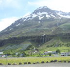 Foreground: town; background: mountain