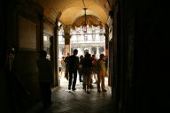 dark passage into Saint Mark’s Plaza