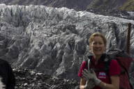 Hilary up front, glacier behind