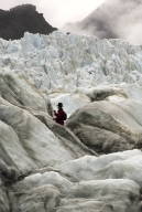 Lone guide as if lost in the ice