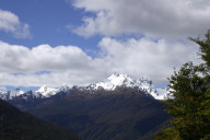 snowy mountains in the distance