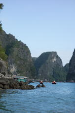 Rowed sampans in the Bay