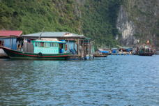 Scene with ramshackle boats