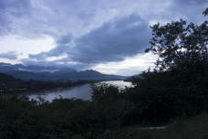 view across the river, lovely sky, no color