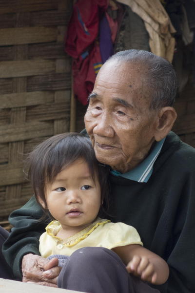 very old man and very young girl-child