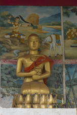 a Buddha in a shrine