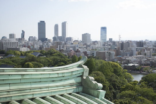 The city of Nagoya from the top of the Castle