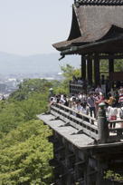 crowds on the temple balcony