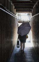 Umbrella in a tunnel