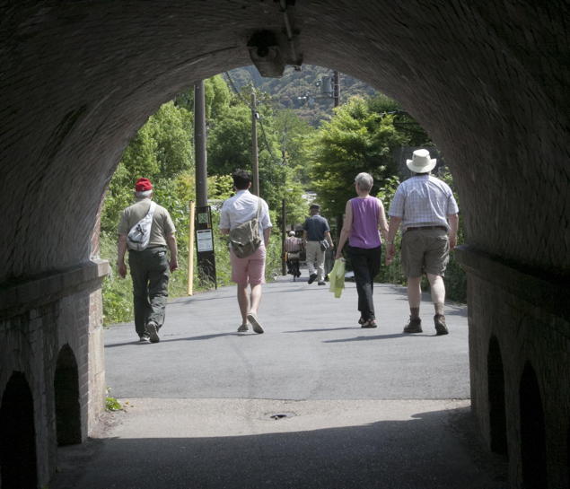 all four, through a tunnel