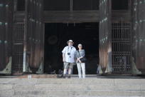 Mark and Cindy posing in doorway of Daibutsuden