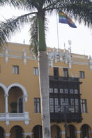 Lima City Hall, prominently displaying a rainbow flag