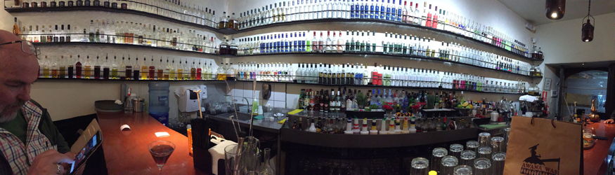 bottles galore at the Museo del Pisco