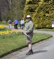 Mark standing at entrance to gardens