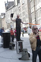 Busker on pedestal